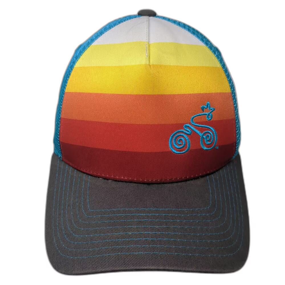 YoColorado Trucker Hat Blue Gray OS Snapback Bicycle Sunset Stripes Mesh Cap